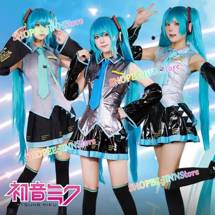 - Jinn - MIKU Cosplay HATSUNE MIKU Trang Phục Hóa Trang Bằng Sáng Chế Da Đầm + Bộ Tóc Giả Nữ Nhập Vai Lễ Hội Đảng Quần Áo