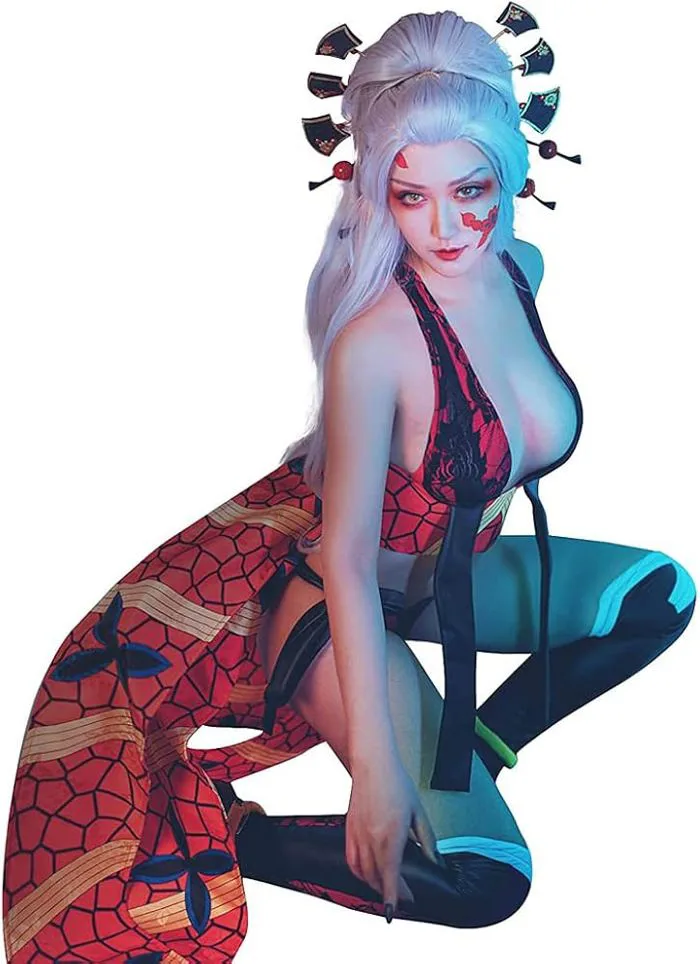 MROZUL Daki Cosplay Costume Douma Enmu Dream Kimono Dress Coat Costume Suit Full Sets for Women, Gray, XL : Amazon.co.uk: Fashion