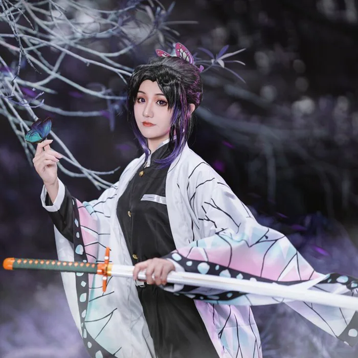 Anime Demon Slayer Kimetsu no Yaiba Kochou Shinobu Cosplay Costume Kimono Outfit | eBay