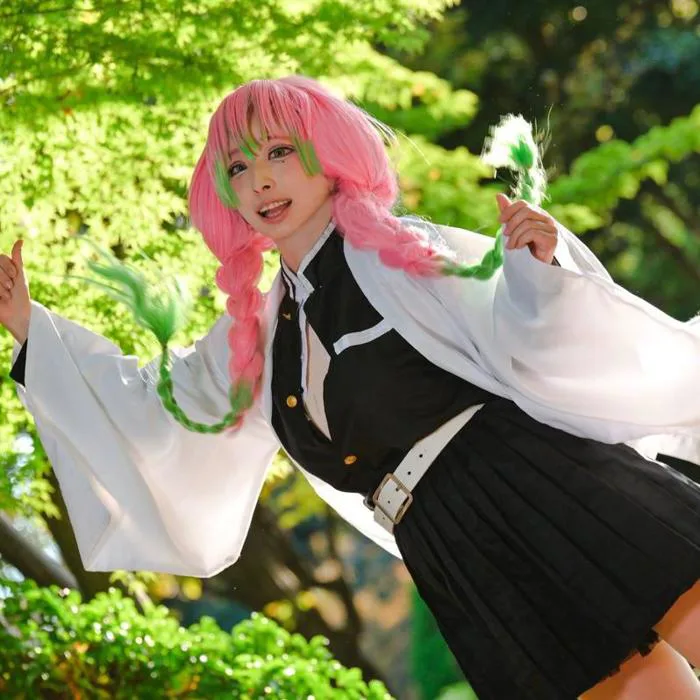 Anime Demon Slayer Kimetsu no Yaiba Kanroji Mitsuri Cosplay Costume Women Sexy Kimono Dress Wig Buy cheaply on Joom