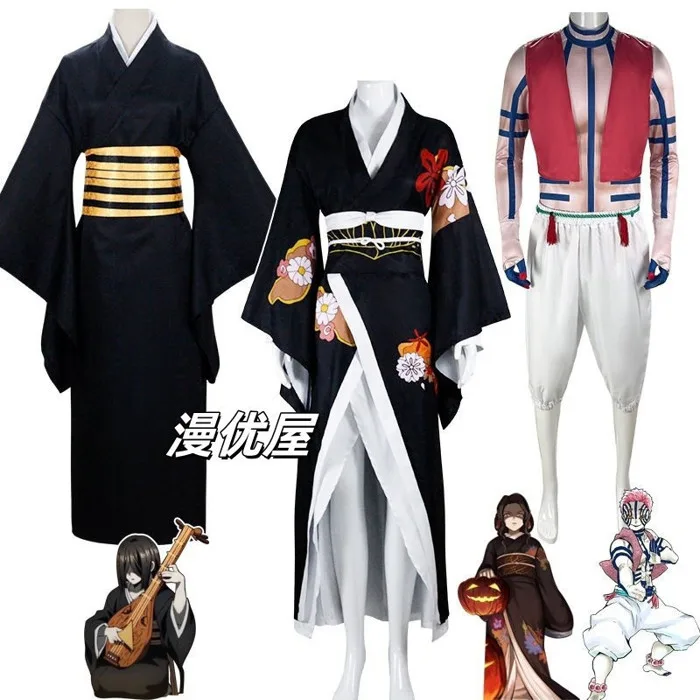 Trang phục cosplay Demon Slayer cho nhân vật Kibutsuji Muzan và Akaza từ bộ anime Kimetsu no Yaiba
