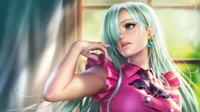 Blue Eyes Elizabeth Liones Girl Green Hair Long Hair 4K HD The Seven Deadly Sins Wallpapers | HD Wallpapers | ID #77870