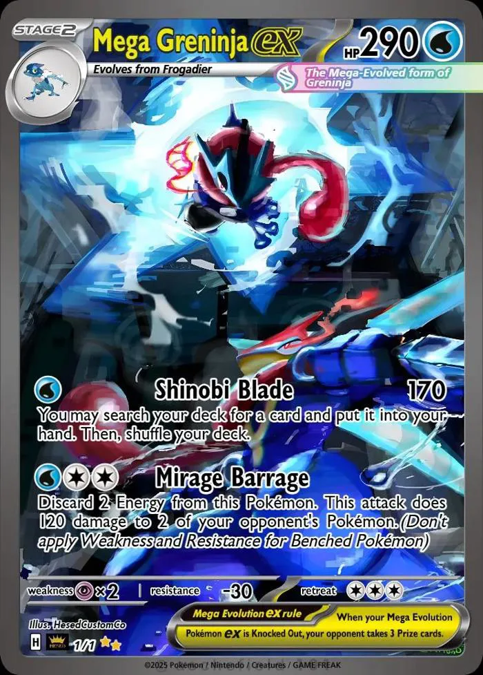 Mega Greninja Pokémon Card | Custom Fan Art TCG Card | Full Art Ninja Greninja | Anime Pokémon Collectible Gift - Etsy