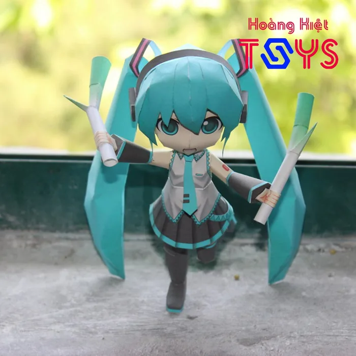 Mô hình giấy anime girl Chibi Hatsune Miku 1 [Vocaloid] Nendoroid Style