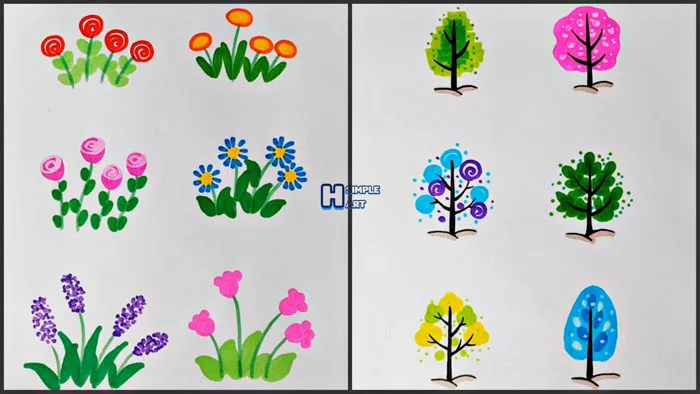 Vẽ Hoa Lá nhỏ xinh, Vẽ hình cute đơn giản | Draw so cute #224