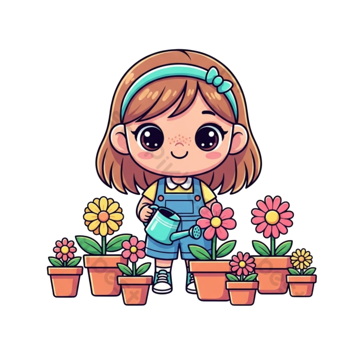 Tải miễn phí Cô Gái Chibi Dễ Thương đang Tưới Hoa Trong Chậu Công cụ đồ họa | PNG chuyên nghiệp - Pikbest