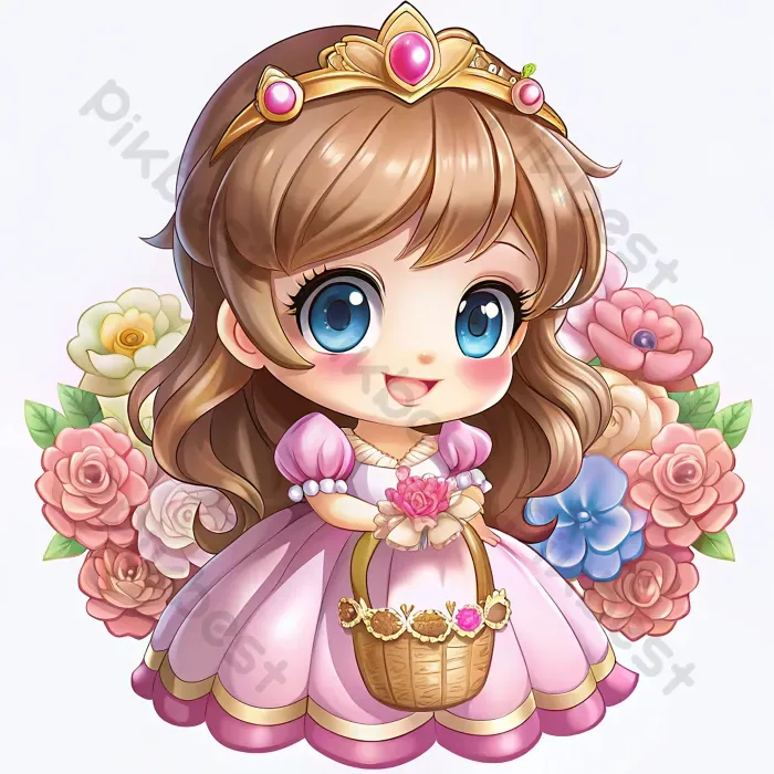 Tải miễn phí Một Công Chúa Dễ Thương Theo Phong Cách Chibi Mặc Một Chiếc Váy Hoa Màu Hồng Và Vương Miện Nhỏ | JPG chuyên nghiệp - Pikbest
