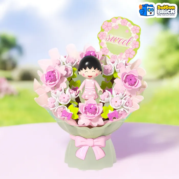 NON LEGO JAKI HK917 - Sakura Bouquet Chibi Maruko Chan - Bó Hoa Anh Đào Chibi Maruko Chan - Chính hãng giá tốt TPHCM
