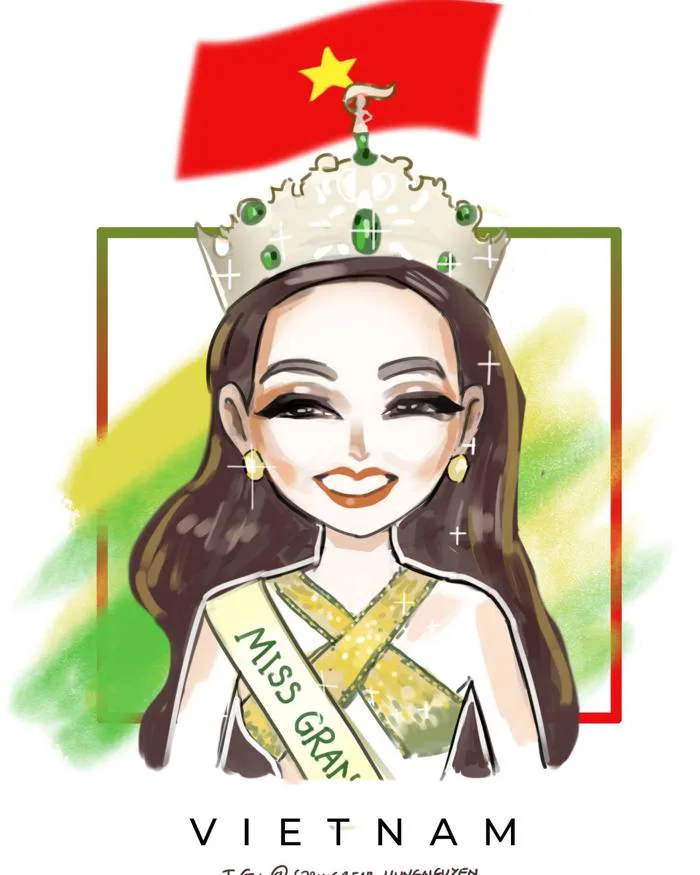 Hoa hậu Hòa bình Thùy Tiên qua nét vẽ chibi của người trẻ