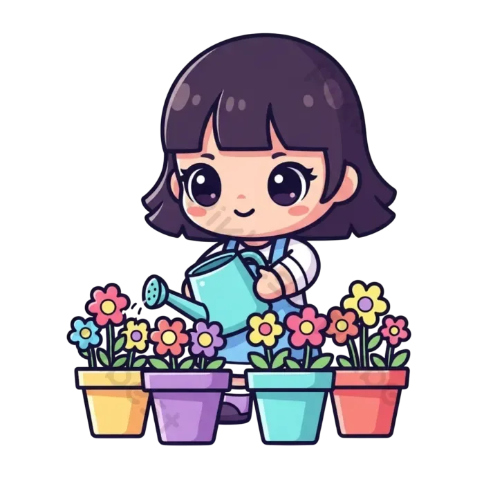 Tải miễn phí Cô Gái Chibi Dễ Thương đang Tưới Hoa Trong Chậu Công cụ đồ họa | PNG chuyên nghiệp - Pikbest