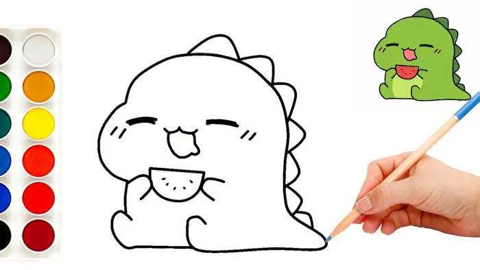 cute chibi drawing- draw dino chibi - vẽ khủng long - vẽ động vật dễ thương