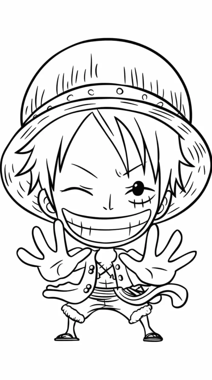 Bộ sưu tập tranh tô màu Luffy Chibi cực ngầu và đáng yêu cho bé