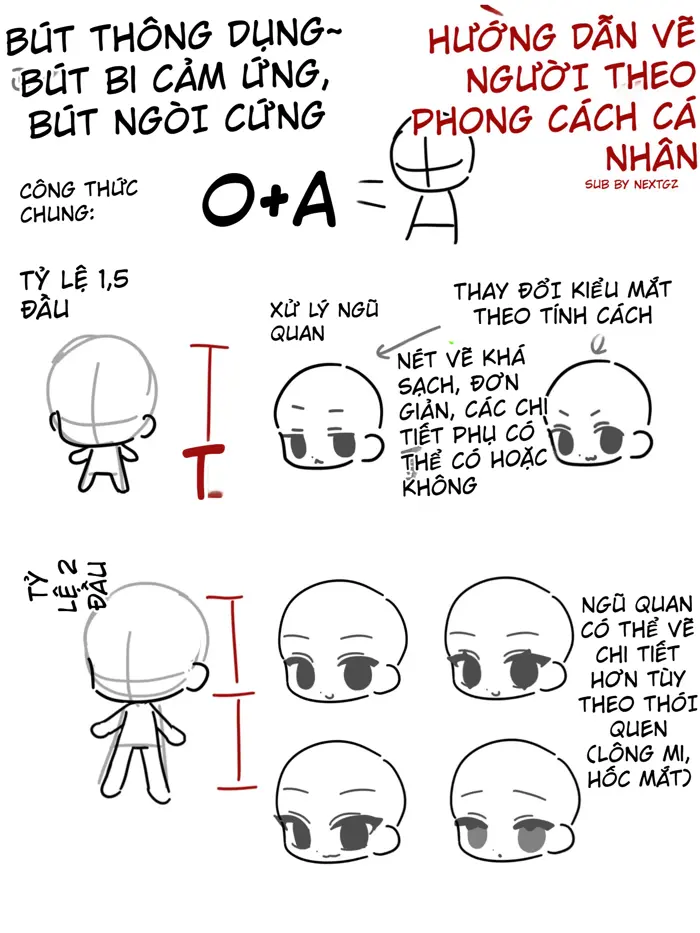 Cách vẽ người chibi theo phong cách cá nhân bằng công thức đầu tròn thân chữ A | NextGZ Blog | NextGZ