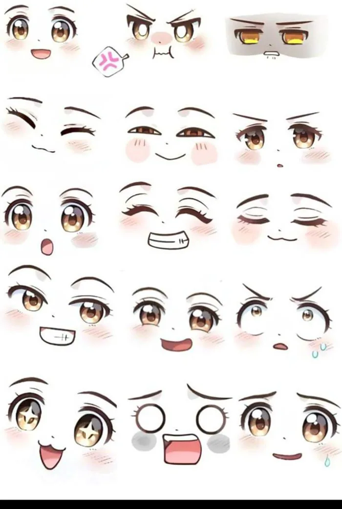 Biểu cảm khuôn mặt | Nhân vật chibi, Mắt chibi, Vẽ mắt