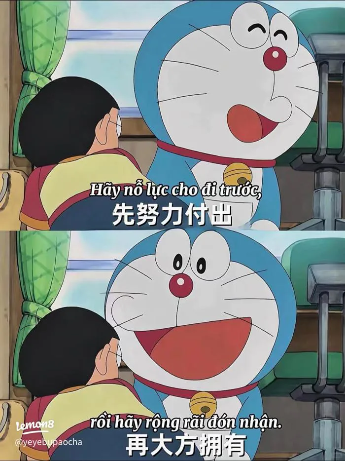 Các câu giao tiếp tiếng Trung cơ bản qua meme Doraemon và Nobita
