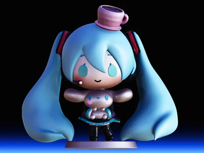 Hatsune Miku X Cinnamoroll Chibi Figure - Fan Art 3D Print Model by Urieru3D | Download STL model | Printables.com