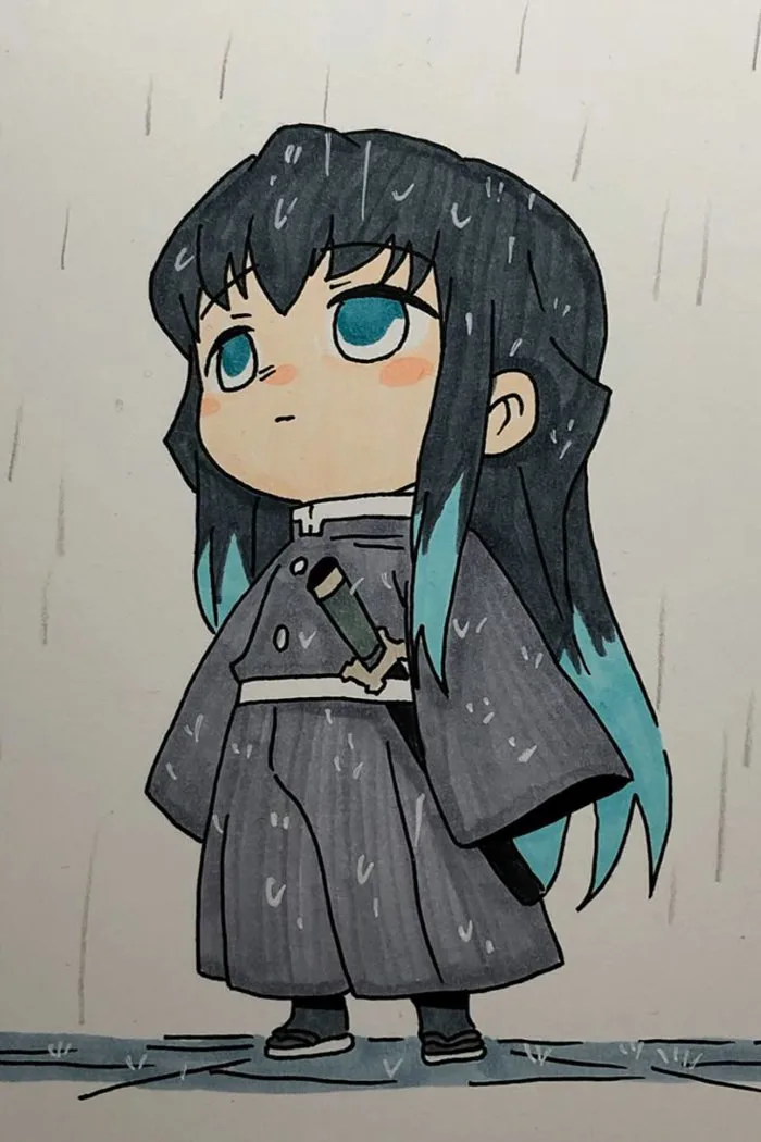 Draw chibi Muichiro Tokito from Demon Slayer