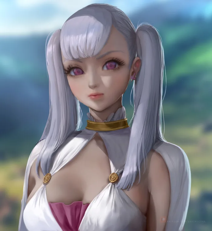 Hình nền : Black Clover, Noelle Silva, Anime cô gái, tóc bạc, Mái tóc, Dây tóc, Đôi mắt màu tím, Nhìn vào người xem, Đồ trang sức, trang phục, váy trắng, Sự