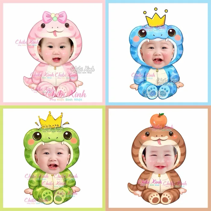 Chibi sinh nhật cho bé tuổi rắn