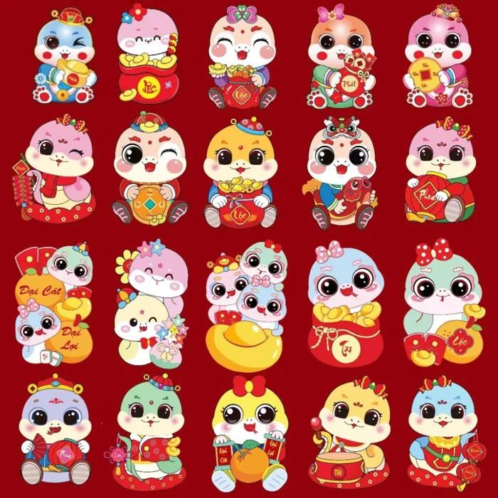 Lì Xì Tết 2025 Siêu Hot Trend, Lì Xì Chibi Hot 2025 Hình Rắn ChiBi Siêu Cute Phản Quang, Phong Bao Lì Xì Con Rắn Đáng Iu