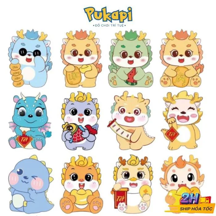Combo 100 Lì Xì ChiBi Rồng Phản Quang Tết 2024 PUKAPI Lì Xì Chibi Nhiều Kiểu Mẫu Bộ 100C Lì Xì Tết Giá Rẻ Lì Xì Chi Tiết Thiết Kế Rồng Nn -