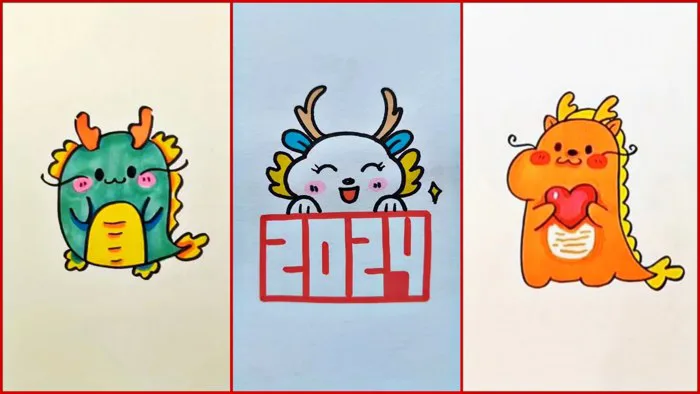 Vẽ BÉ RỒNG cute năm GIÁP THÌN 2024, vẽ hình cute | Draw so cute #185