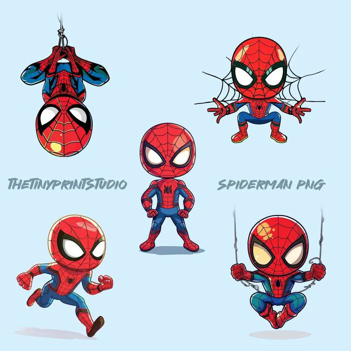 Spiderman Chibi PNG Bundle, Transparent Vector (digital Download), 5 Designs - Etsy