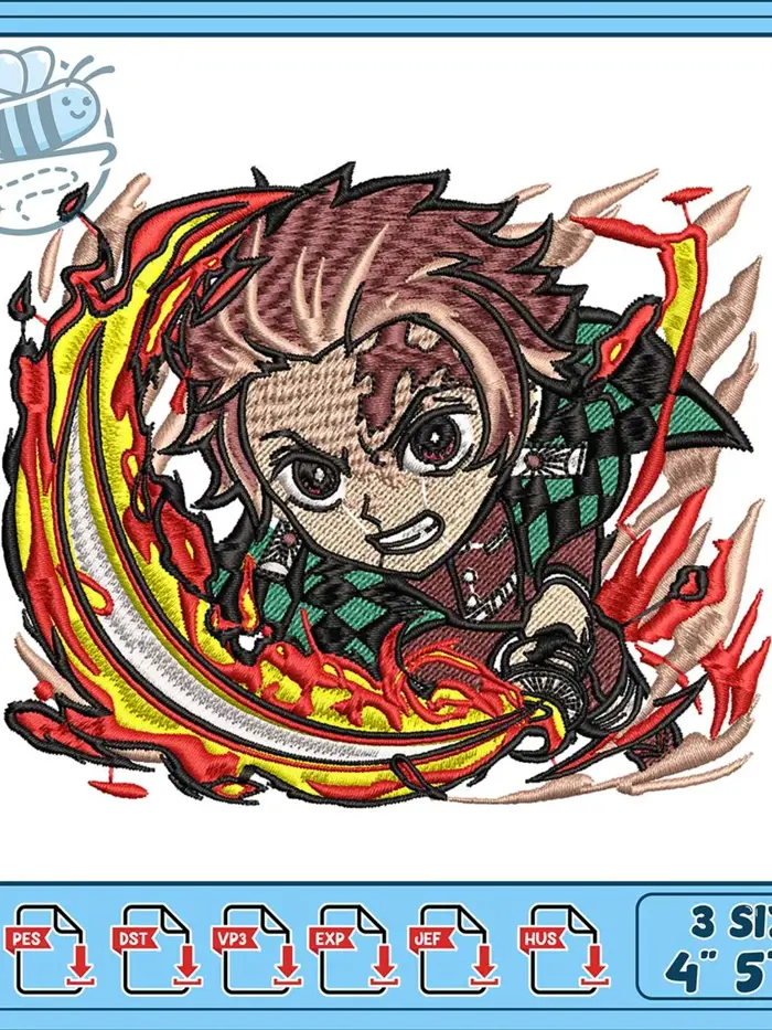 Tanjiro Chibi Embroidery Design, Demon Slayer Fire Anime Machine Embroidery File, Chibi Sword Fighter Instant Download Tanjiro Chibi Embroidery Design, Demon Slayer Fire Anime Machine Embroidery File, Chibi Sword Fighter Instant Download