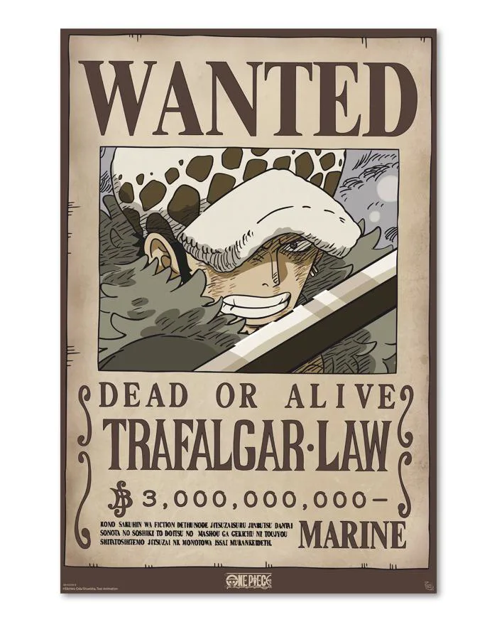 One Piece Poster Wanted Trafalgar D. Water Law
