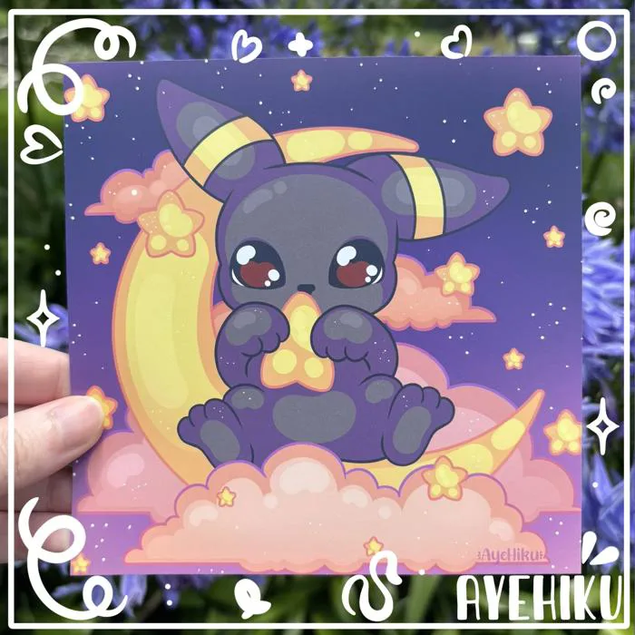 Umbreon Cute Print Poster | Matte | Chibi | Kawaii – HikuArtistry