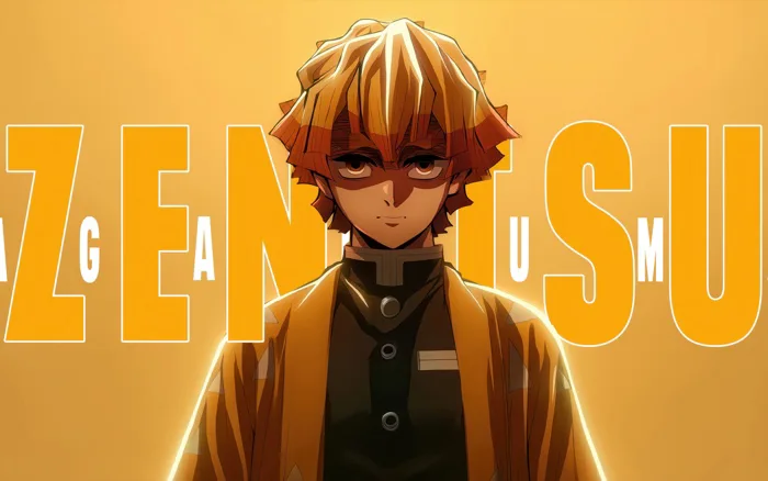 Zenitsu Agatsuma Wallpaper 4K, Character art, Yellow aesthetic