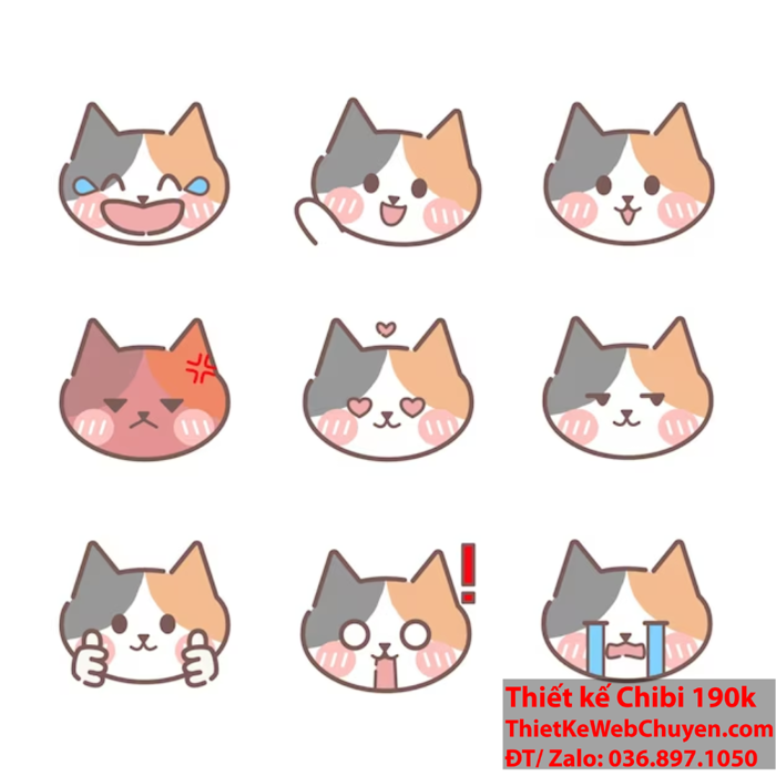Mèo chibi ( chibi cat ), THIẾT KẾ CHIBI 190K CUTE ĐÁNG YÊU