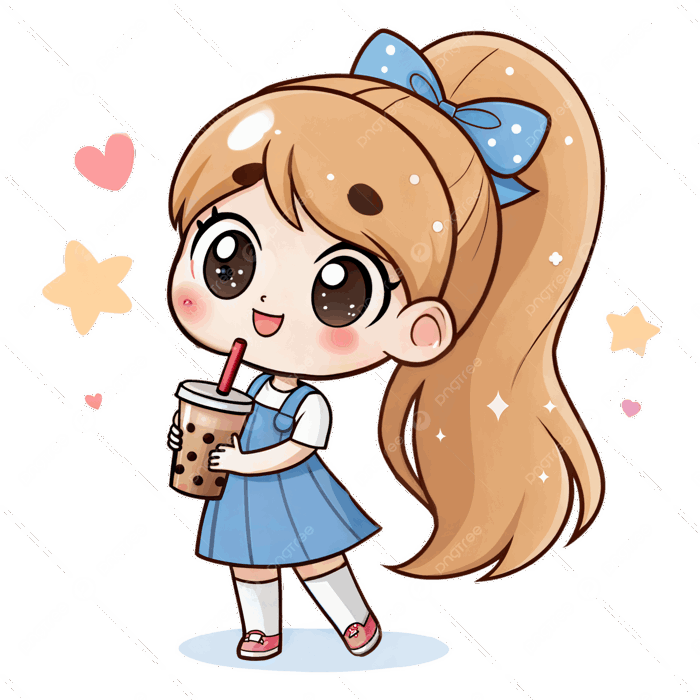 Hình ảnh Cô Gái Chibi Quyến Rũ đang Thưởng Thức Trà Sữa Minh Họa PNG , Cô Gái Chibi, Trà Sữa, Phim Hoạt Hình Dễ Thương PNG trong suốt và Vector để