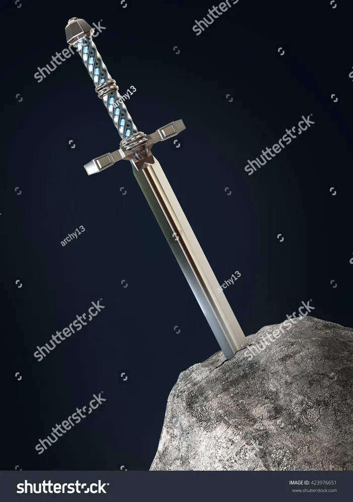 Sword Excalibur King Arthur Stuck Rock: Hình minh họa có sẵn 423976651 |  Shutterstock