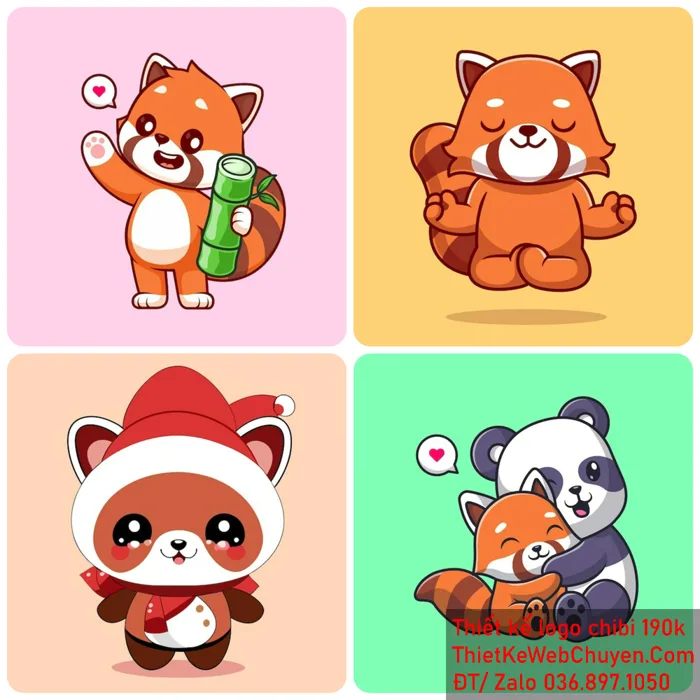 Chibi Gấu Trúc Đỏ, THIẾT KẾ CHIBI 190K CUTE ĐÁNG YÊU