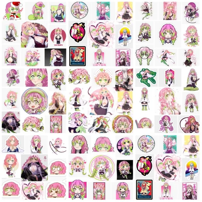 Sticker/hình dán Kanroji Mitsuri 30-60 cái ép lụa/ảnh sticker Luyến Trụ  Kimetsu no yaiba