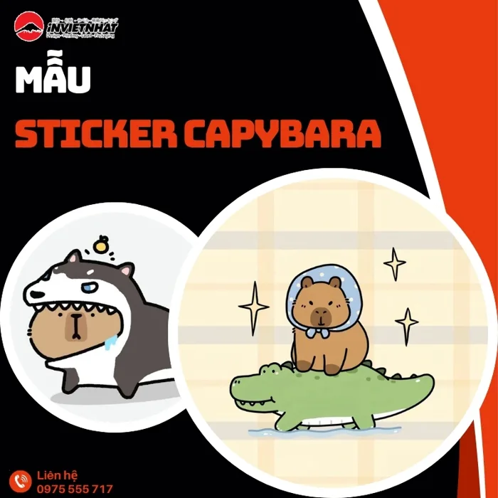 141+ Mẫu Sticker Capybara DỄ THƯƠNG, dán chuột lang nước