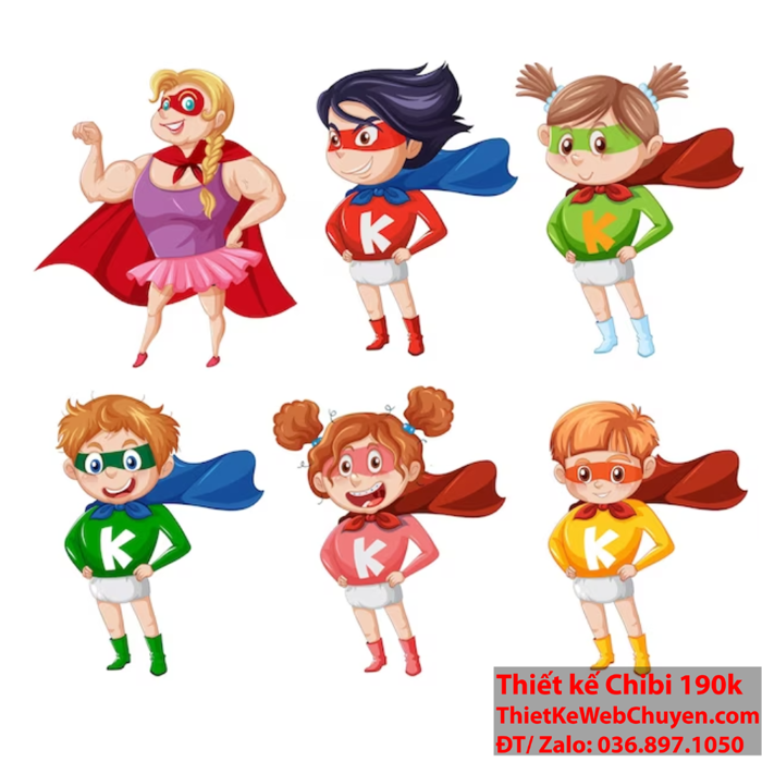 Siêu nhân anh hùng chibi, THIẾT KẾ CHIBI 190K CUTE ĐÁNG YÊU