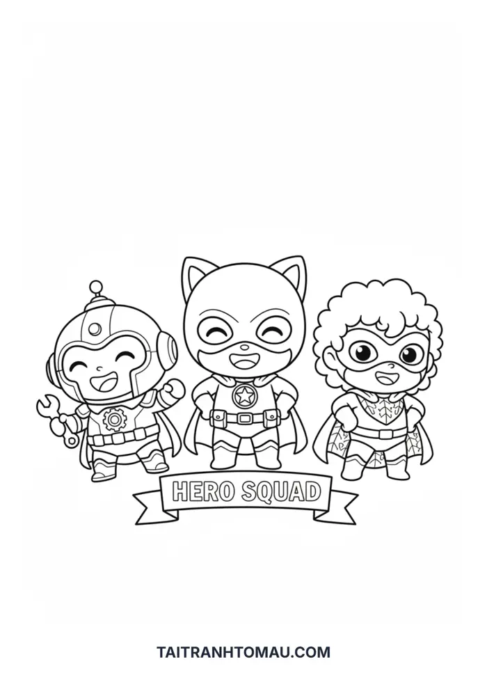 Tải 50+ Tranh Tô Màu Siêu Nhân Chibi Cute, Đơn Giản Cho Bé Trai