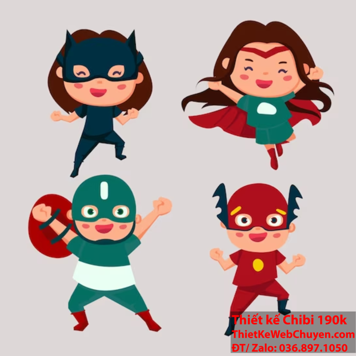 Siêu nhân anh hùng chibi, THIẾT KẾ CHIBI 190K CUTE ĐÁNG YÊU