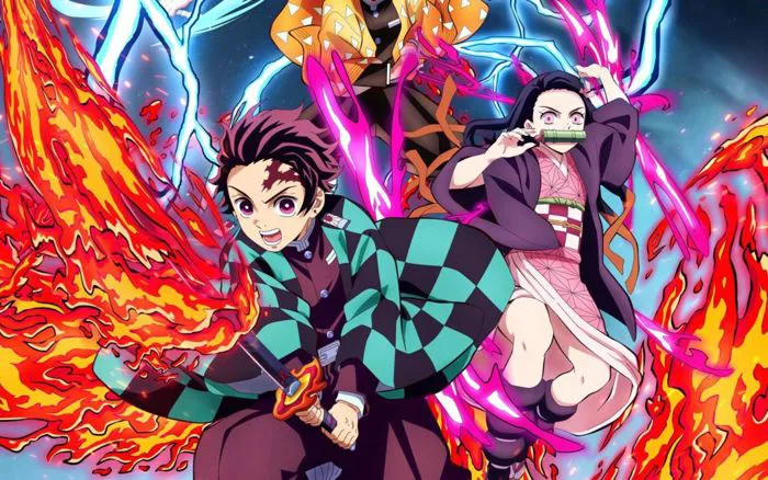 Tải ngay hình nền bộ tứ bá đạo Kimetsu No Yaiba: Tanjiro, Nezuko, Zenitsu,  Inosuke