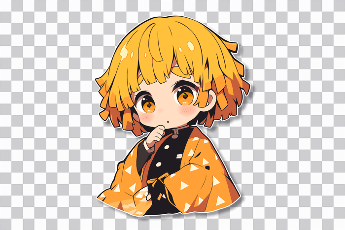 Demon Slayer Zenitsu Chibi Sticker PNG Download - Free Stickers