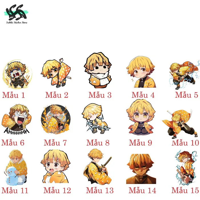 Kimetsu no Yaiba] - Set 10/15 Sticker Zenitsu Agatsuma anime/manga Demon Slayer hình dán trang trí chống nước chốngxước | Shopee Việt Nam