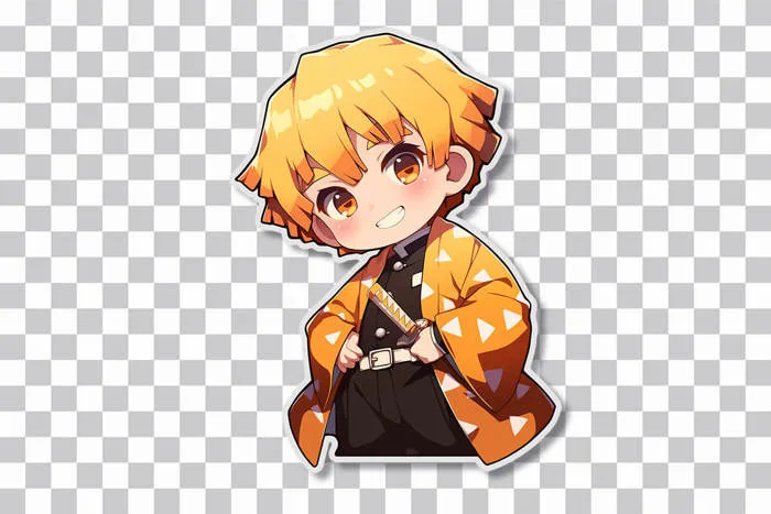 Chibi Zenitsu Agatsuma Happy Pose Sticker - Zenitsu Sticker
