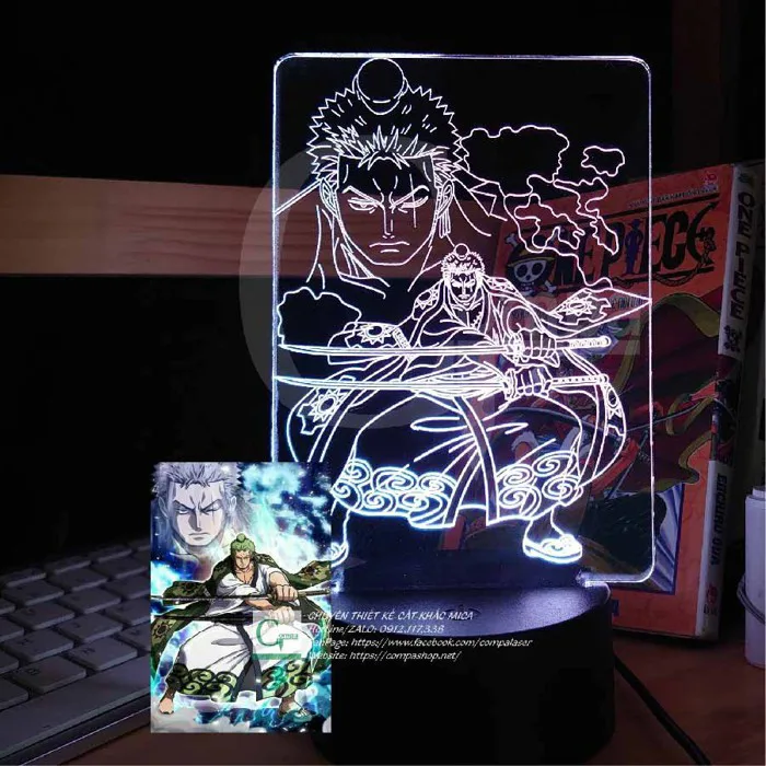 ẢNH SHOP TỰ CHỤP] Đèn Ngủ One Piece Roronoa Zoro Chibi Type 05 AONP0105 16 màu tùy chỉnh Compashop | COMPA LaserArt | Miloo | Miloo.vn